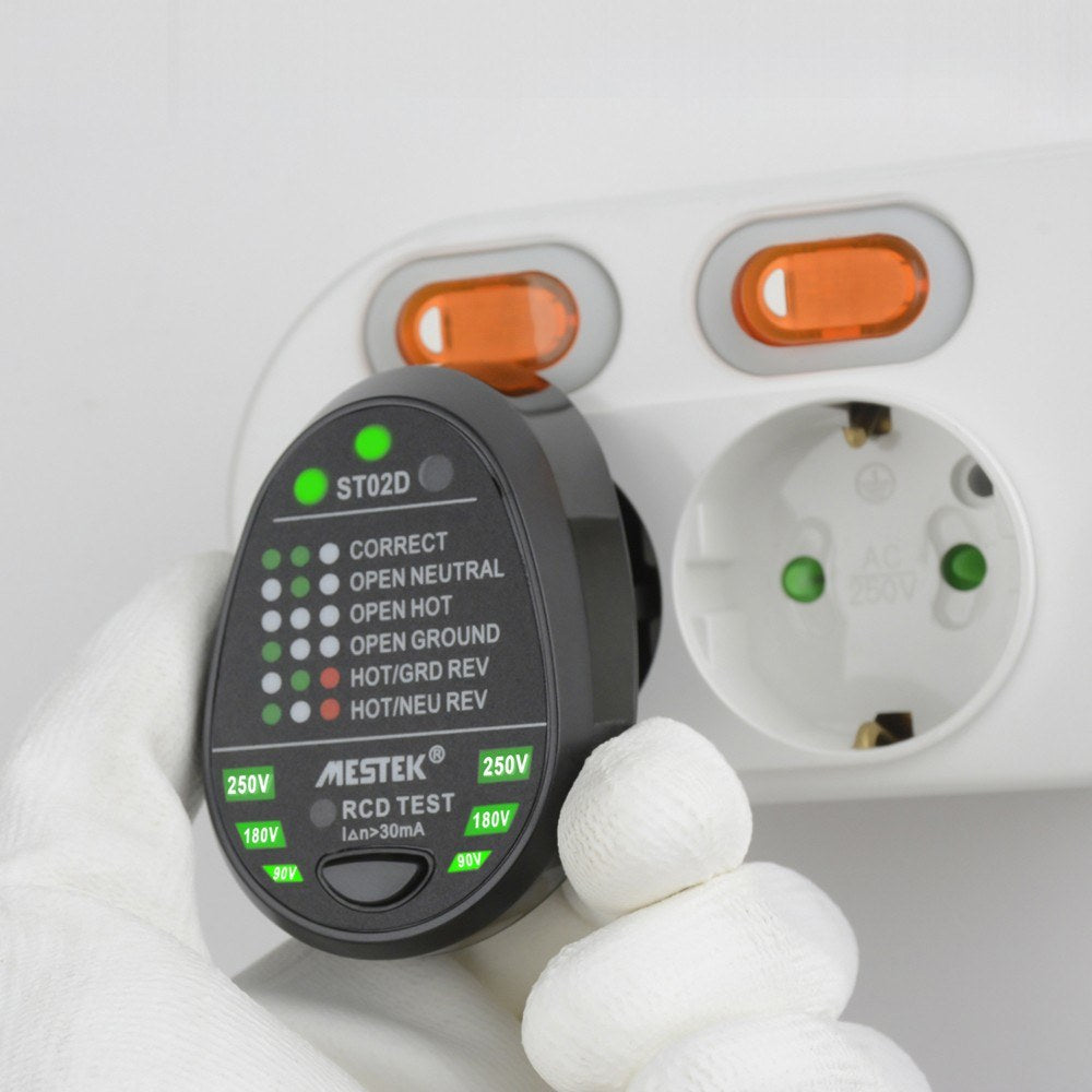 RCD Electric Socket Tester Automatic Neutral Live Earth Wire Testing Circuit Polarity Detector Wall