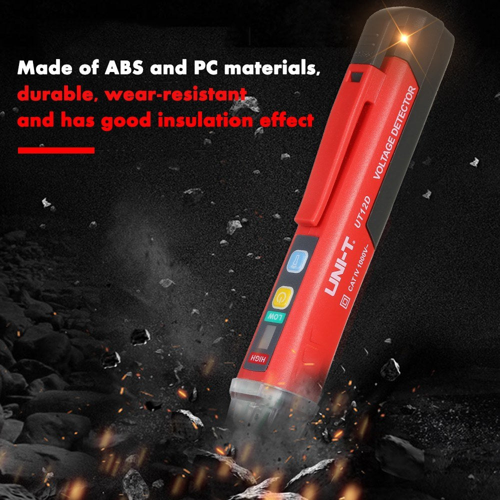 Portable Non-contact AC Voltage Tester Pen Shaped V～Alert Detector with Sound and Light Alarm LED Flashlight