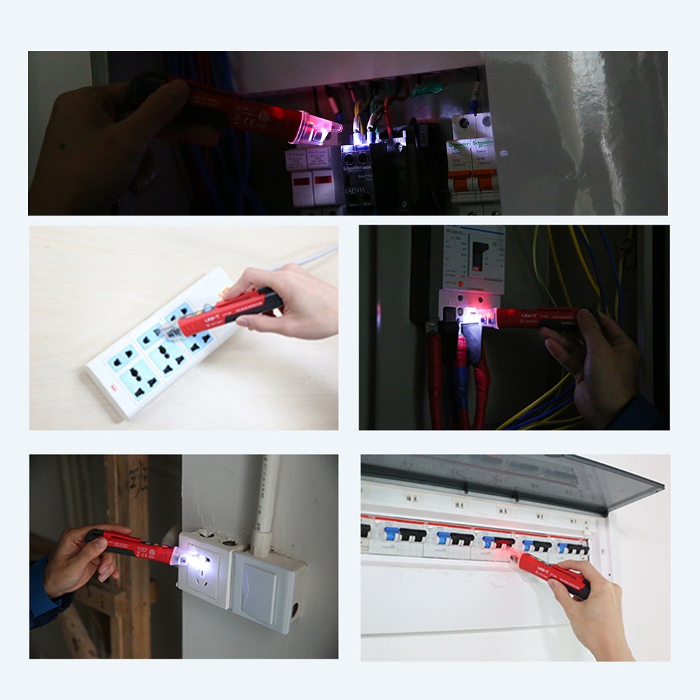 Portable Non-contact AC Voltage Tester Pen Shaped V～Alert Detector with Sound and Light Alarm LED Flashlight