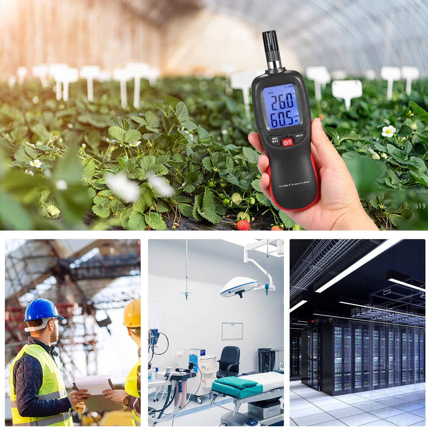 Digital Temperature and Humidity Meter Wet Bulb Dew Point Detector