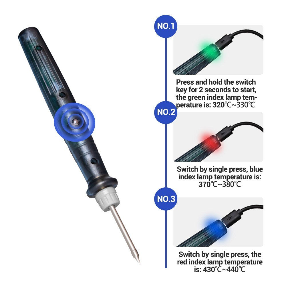USB Electric Soldering Iron Adjustable Temperature DC 5V 8W Welding Repair Tool