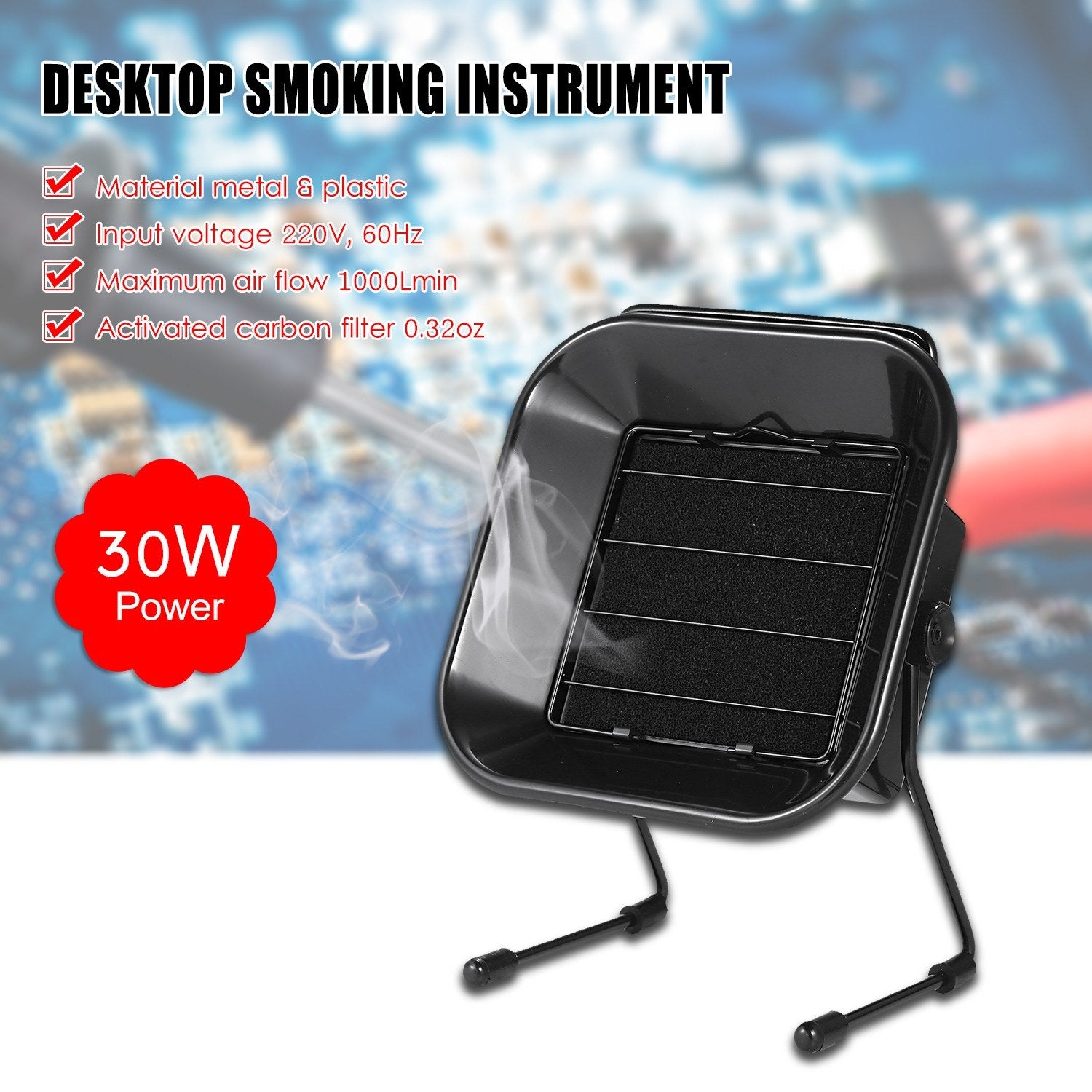 220V 30W Soldering Iron Smoke Fan Remover Fume Electrostatic Absorber Extractor