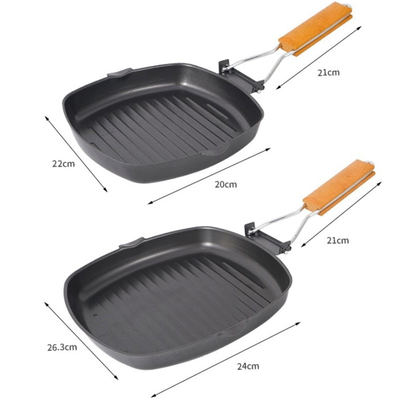Outdoor Portable Folding Pan Small Frying Pan Camping Picnic Cookware Non-stick Pan Cooking Tableware Camping Utensils