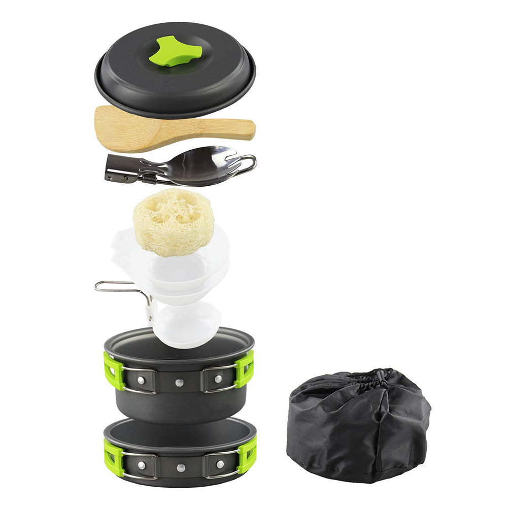Portable Camping Tableware Cooking Set Outdoor Cookware Pan Pot Bowl Spoon Fork Utensils Ultralight Hiking Picnic Supplies