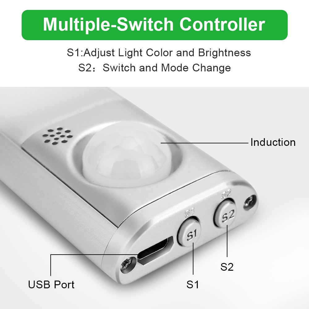 LED Night Light Motion Sensor Lamp Wireless USB Rechargeable for Children Bedroom Cabinet Kitchen Wall
