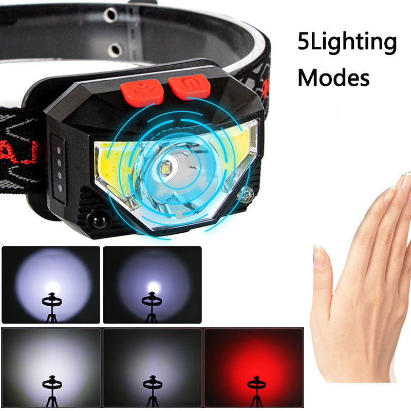 6000Lms LED Headlamp Rechargeable Body Motion Sensor Headlight Camping Flashlight Head Light Torch Lamp With USB