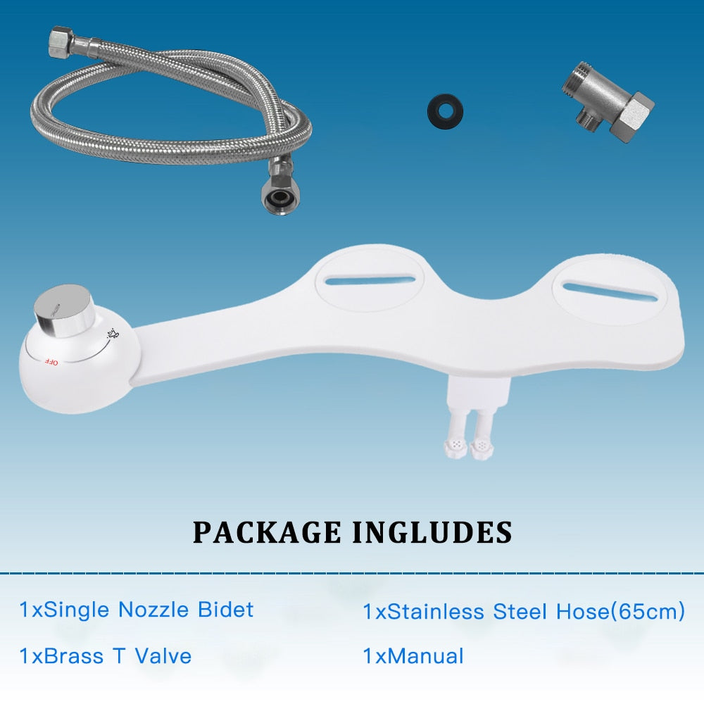 Ultra Thin Non-Electric Bidet Toilet Seat Dual Nozzle Sprayer