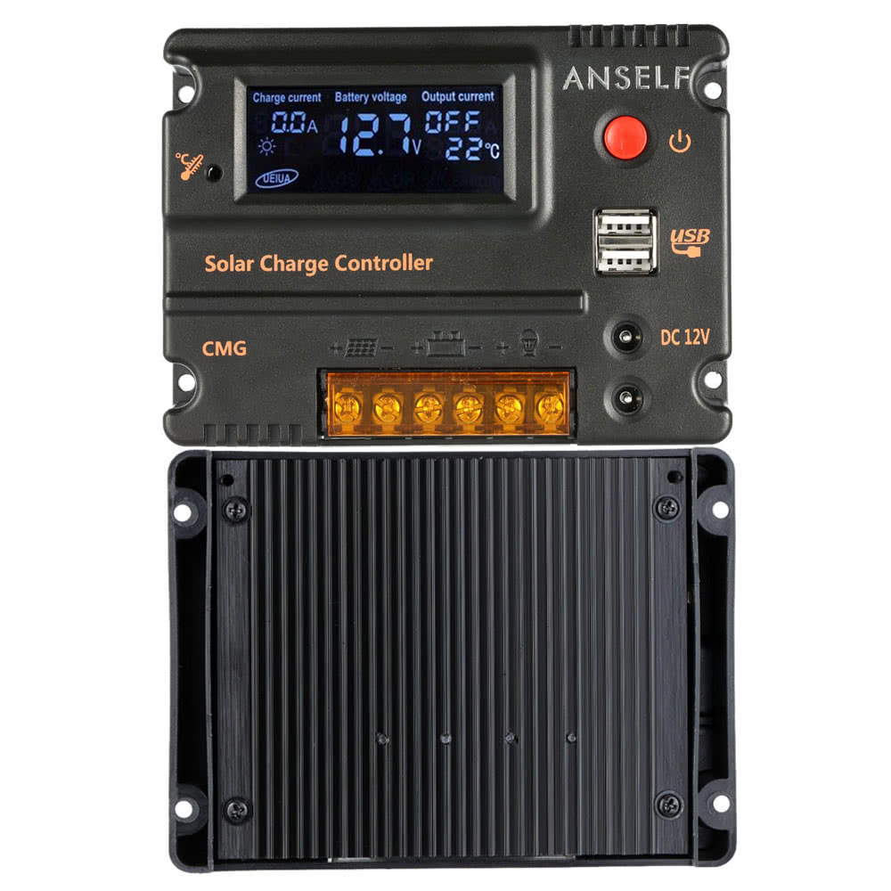LCD Solar Charge Controller Auto Switch Overload Protection Temperature Compensation