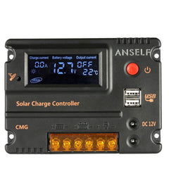 LCD Solar Charge Controller Auto Switch Overload Protection Temperature Compensation