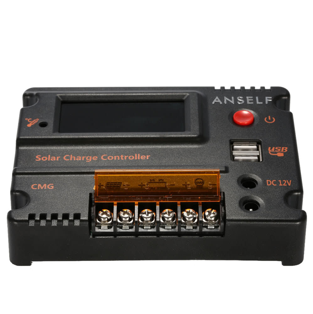 LCD Solar Charge Controller Auto Switch Overload Protection Temperature Compensation