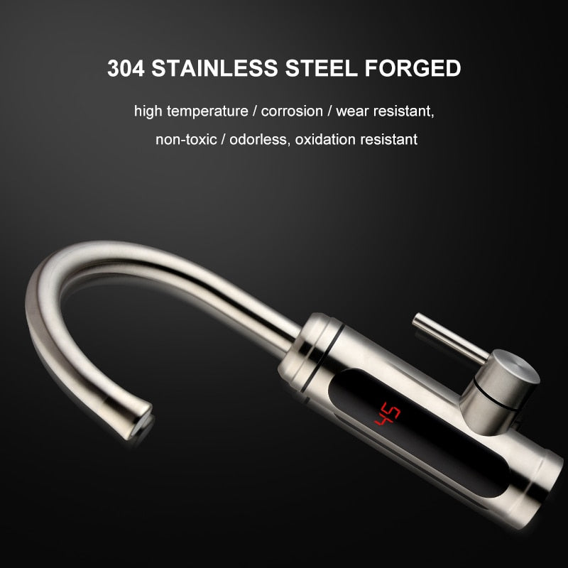 Electric Water Temperature Display Kitchen Tankless Instant Hot Faucet 3000W