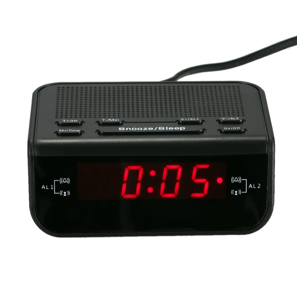 Compact Digital Alarm Clock FM Radio with Dual Alarm Buzzer Snooze Sleep Function