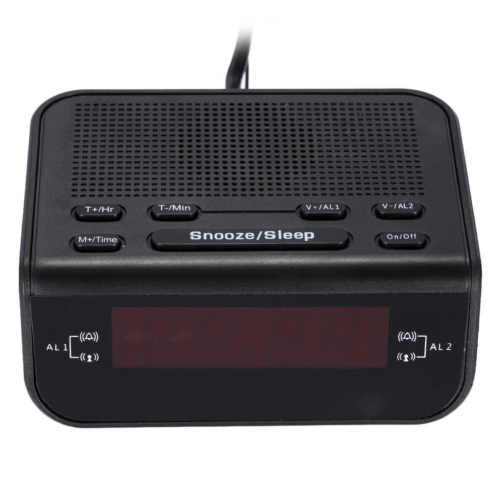 Compact Digital Alarm Clock FM Radio with Dual Alarm Buzzer Snooze Sleep Function