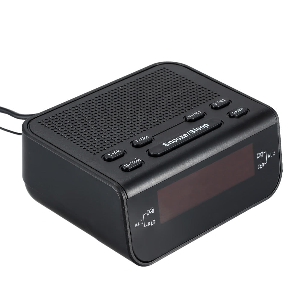 Compact Digital Alarm Clock FM Radio with Dual Alarm Buzzer Snooze Sleep Function
