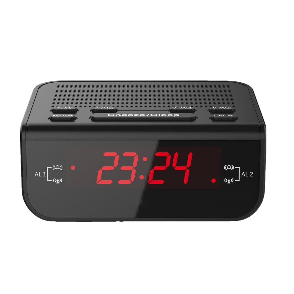 Compact Digital Alarm Clock FM Radio with Dual Alarm Buzzer Snooze Sleep Function