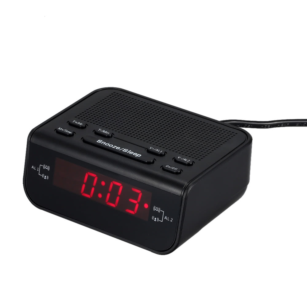 Compact Digital Alarm Clock FM Radio with Dual Alarm Buzzer Snooze Sleep Function