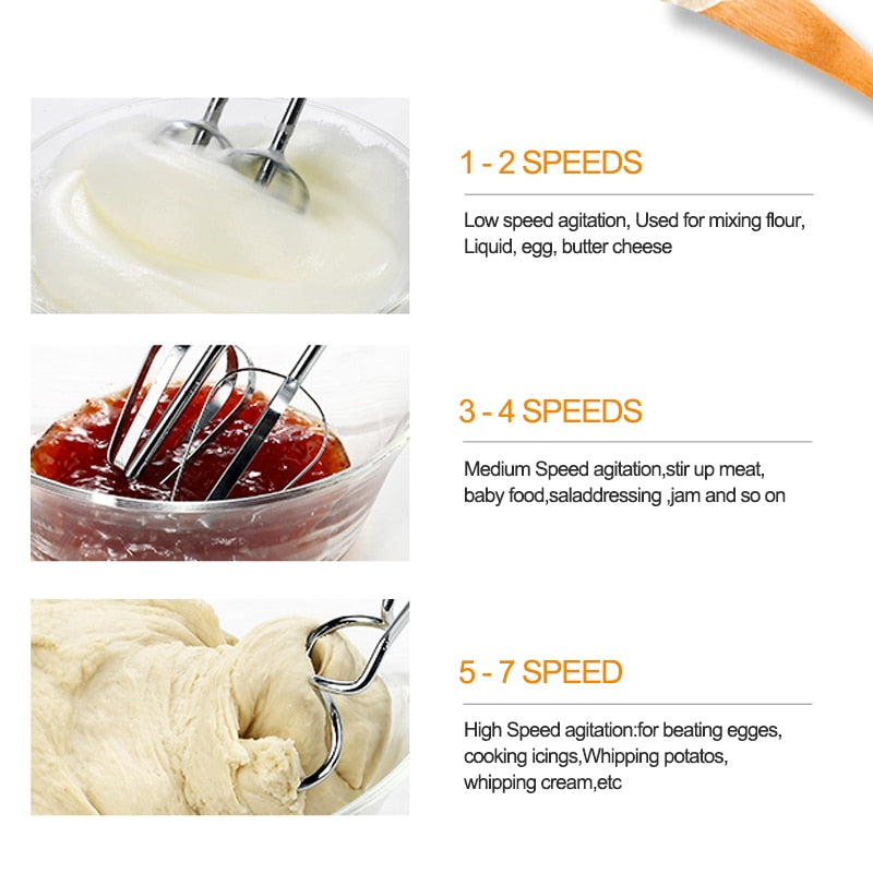 7 Speed Hand Mixer Food Blender Multifunctional Kitchen Electric Cooking Tools