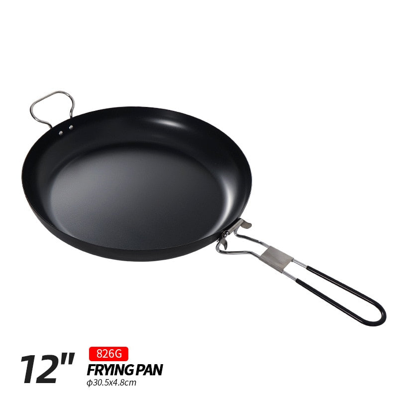 Outdoor Portable Folding Pan Small Frying Pan Camping Picnic Cookware Non-stick Pan Cooking Tableware Camping Utensils