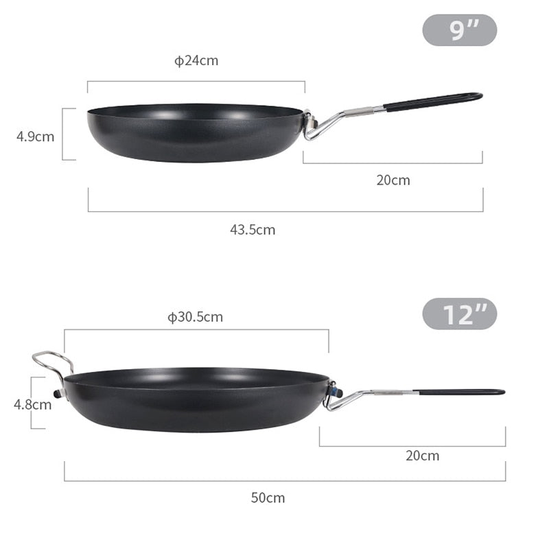 Outdoor Portable Folding Pan Small Frying Pan Camping Picnic Cookware Non-stick Pan Cooking Tableware Camping Utensils