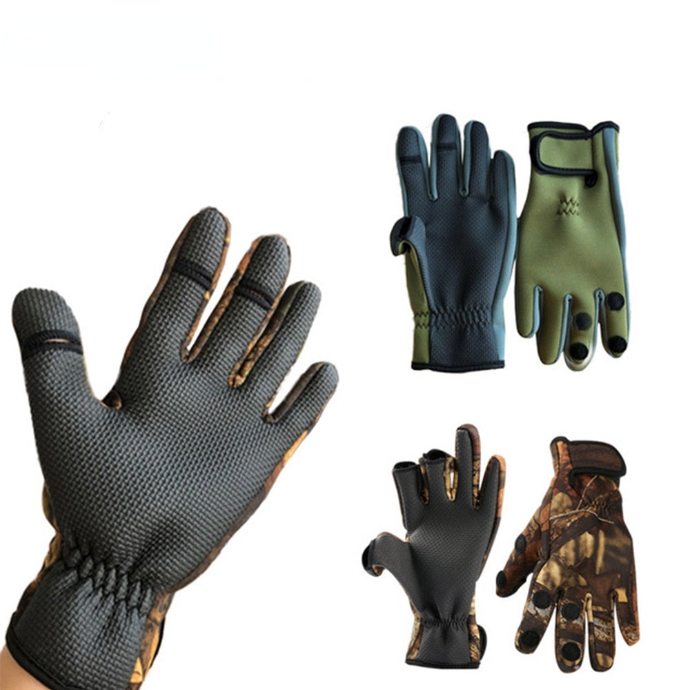 Winter Fishing Men Gloves Waterproof Three Finger Cut Anti-slip Fly Carp Fishing Hunting Gloves Fishing Equipment Accessories