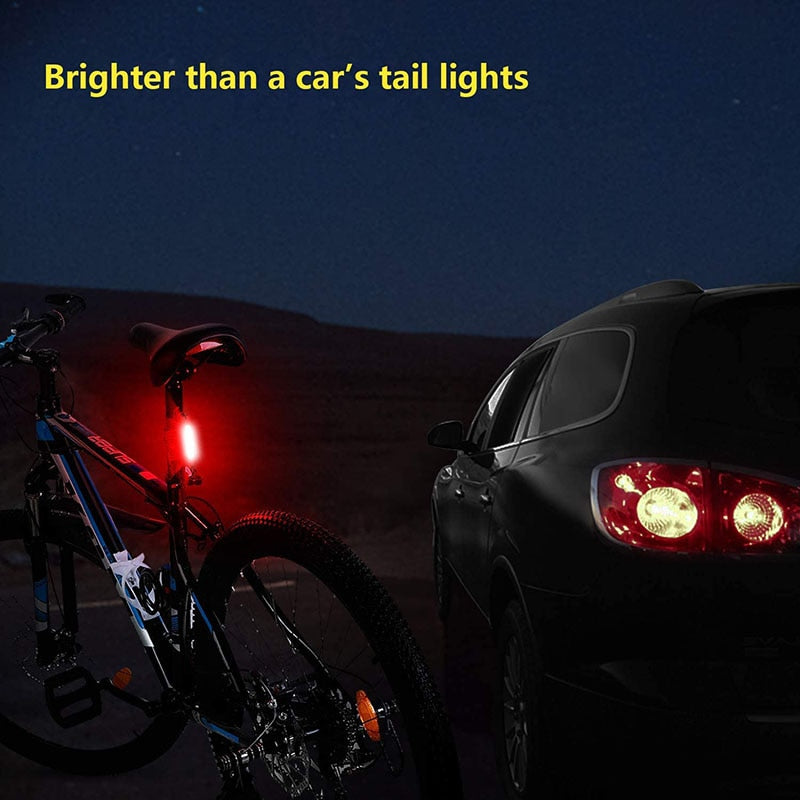 Waterproof Bike Tail 500mAh Rear USB Charging 5 Modes Flashlight With COB Lamp