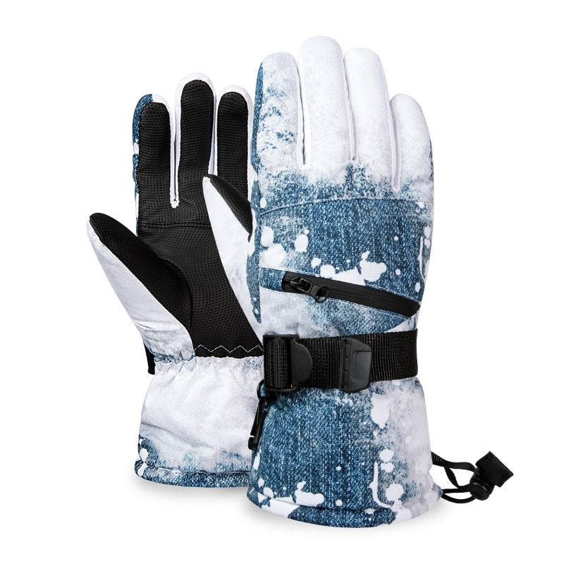 Thermal Ski Gloves Men Women Winter Fleece Waterproof Warm Snowboard 3 Fingers Touch Screen for Riding