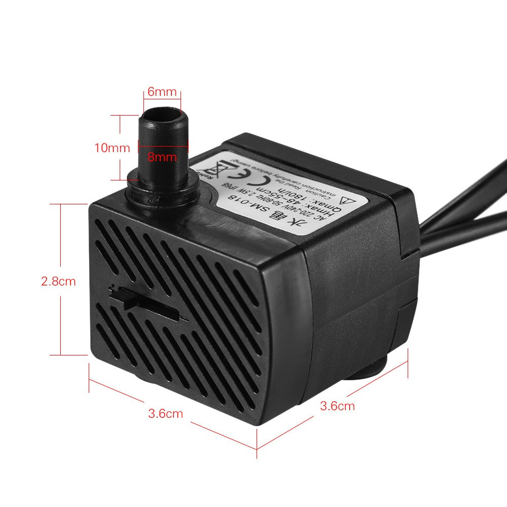 180L/H 2.5W Submersible Water Pump with 4 LED Light Ultra Quiet for Pond Aquarium Fish Tank