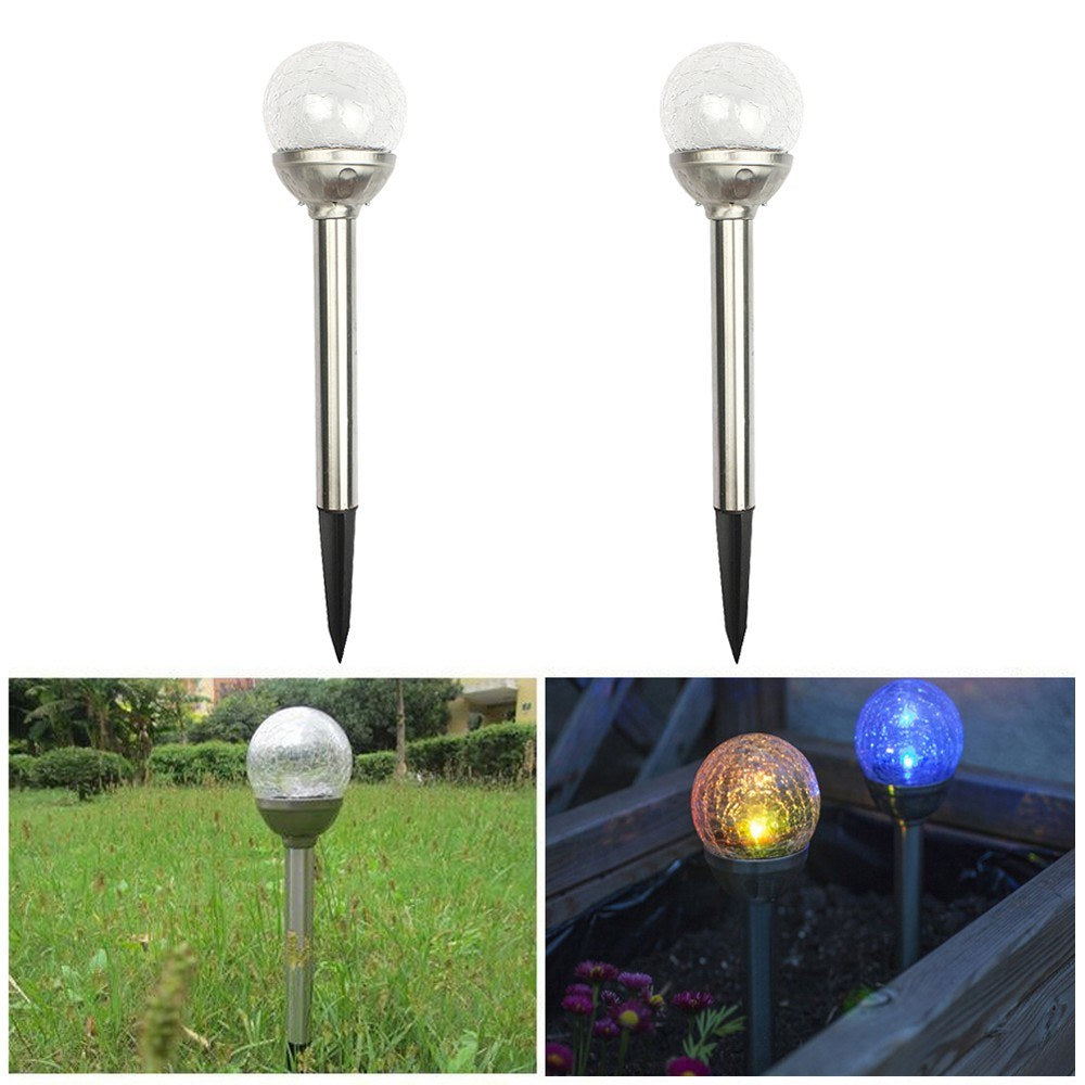 Solar Pathway LED Lights Cracked Glass Ball 4 Pcs