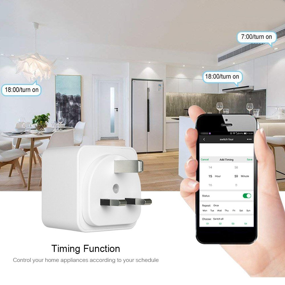 AC 100-240V 13A Smart Wi-Fi Plug Voice Control Compatible with Alexa/ Google Home