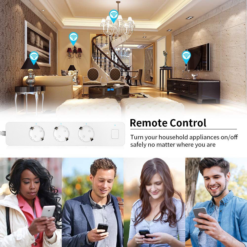 Smart Wi-Fi Power Strip Independent Control Voice Control Compatible with Alexa/ Google Home