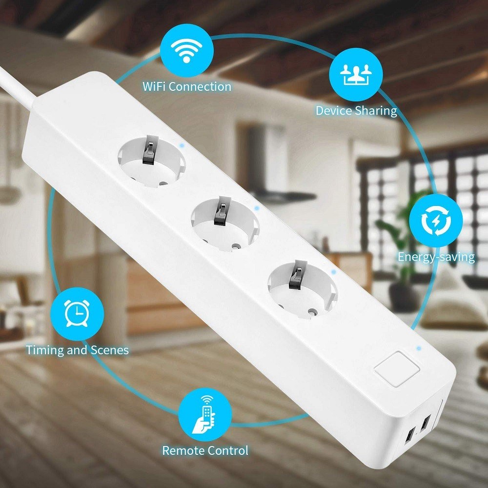 Smart Wi-Fi Power Strip Independent Control Voice Control Compatible with Alexa/ Google Home