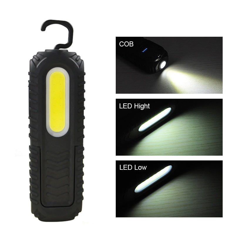 2-in-1 Rechargeable Led Work Light Portable Built-in Battery Flashlight Magnetic COB Work Light For Emergency Car Repairing