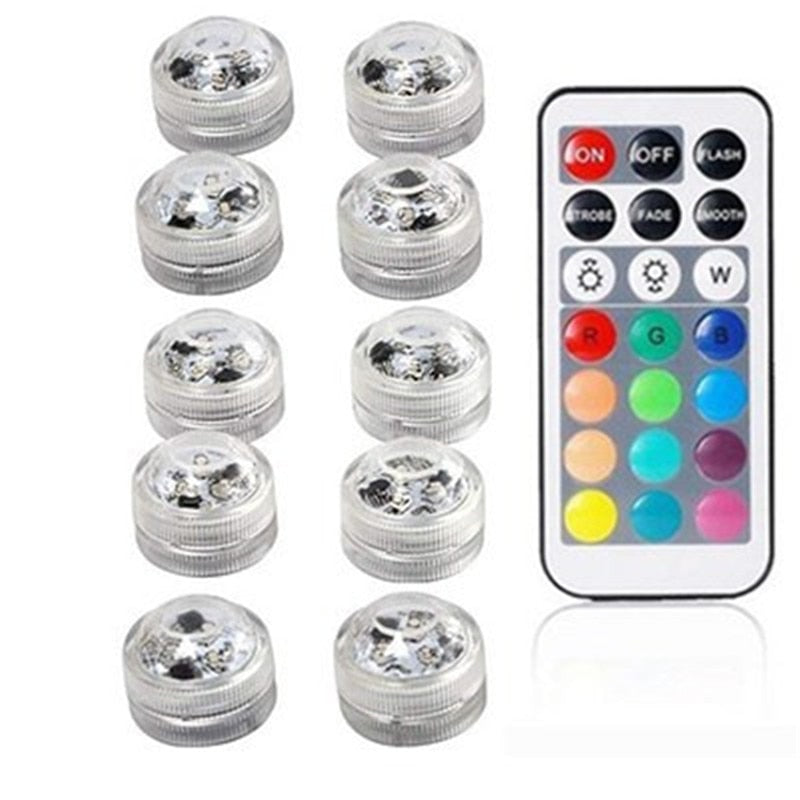 Underwater LED Lights Submersible RGB Waterproof Light Battery Powered Swimming Pool Light With Battery For Vase Pond