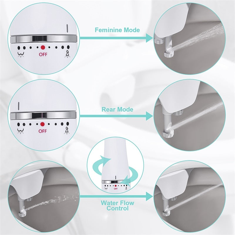 Ultra-Slim Toilet Seat Attachment With Brass Inlet Adjustable Water Pressure