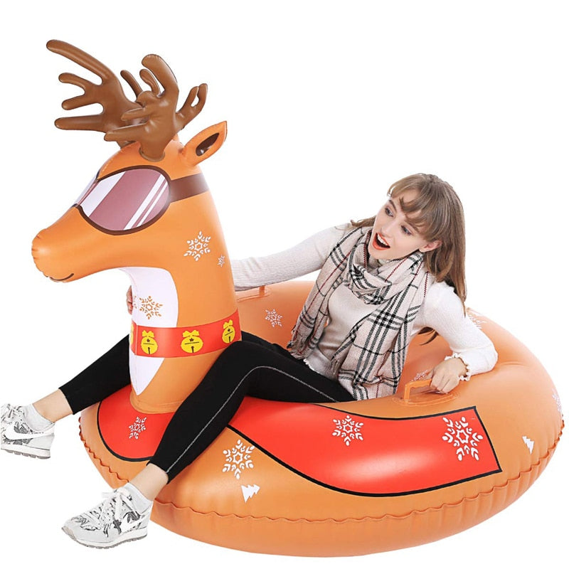 Double Layer Inflatable ELK Snow Sled for Kids and Adults
