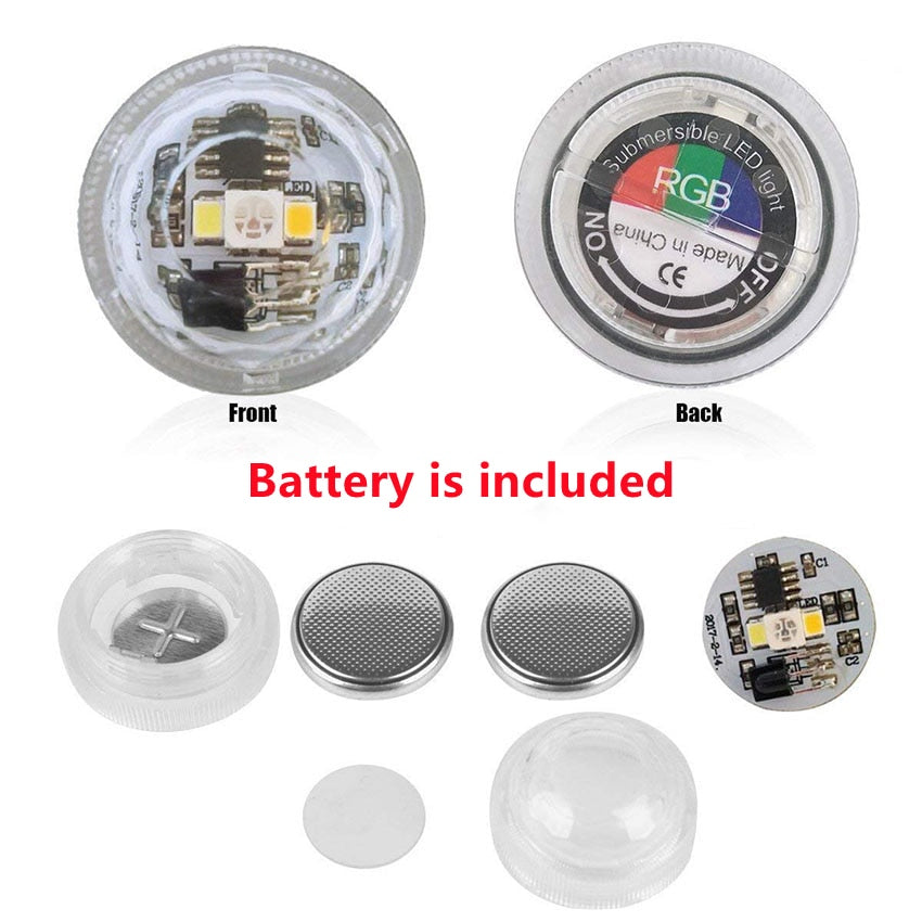 Underwater LED Lights Submersible RGB Waterproof Light Battery Powered Swimming Pool Light With Battery For Vase Pond