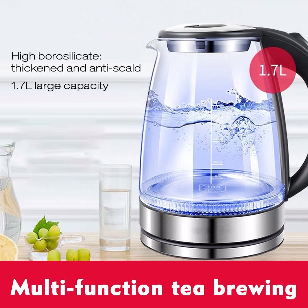 Glass Electric Kettle with Water Level Gauge 1.7 Liters
