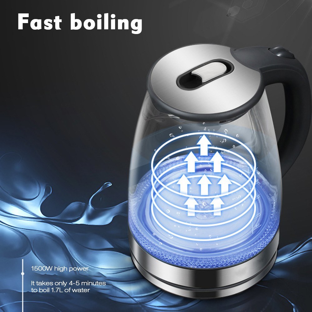 Glass Electric Kettle with Water Level Gauge 1.7 Liters