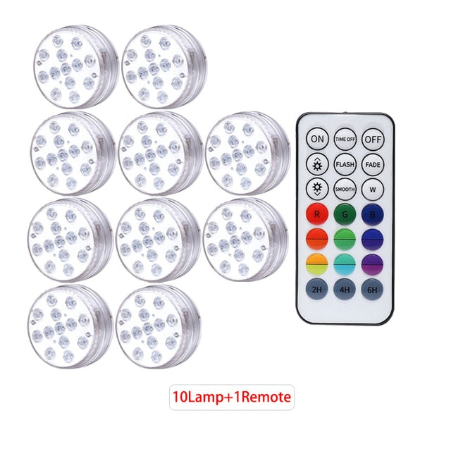 Underwater Light IP68 Waterproof Swimming Pool RF Remote Control Submersible Lights For Pond Vase