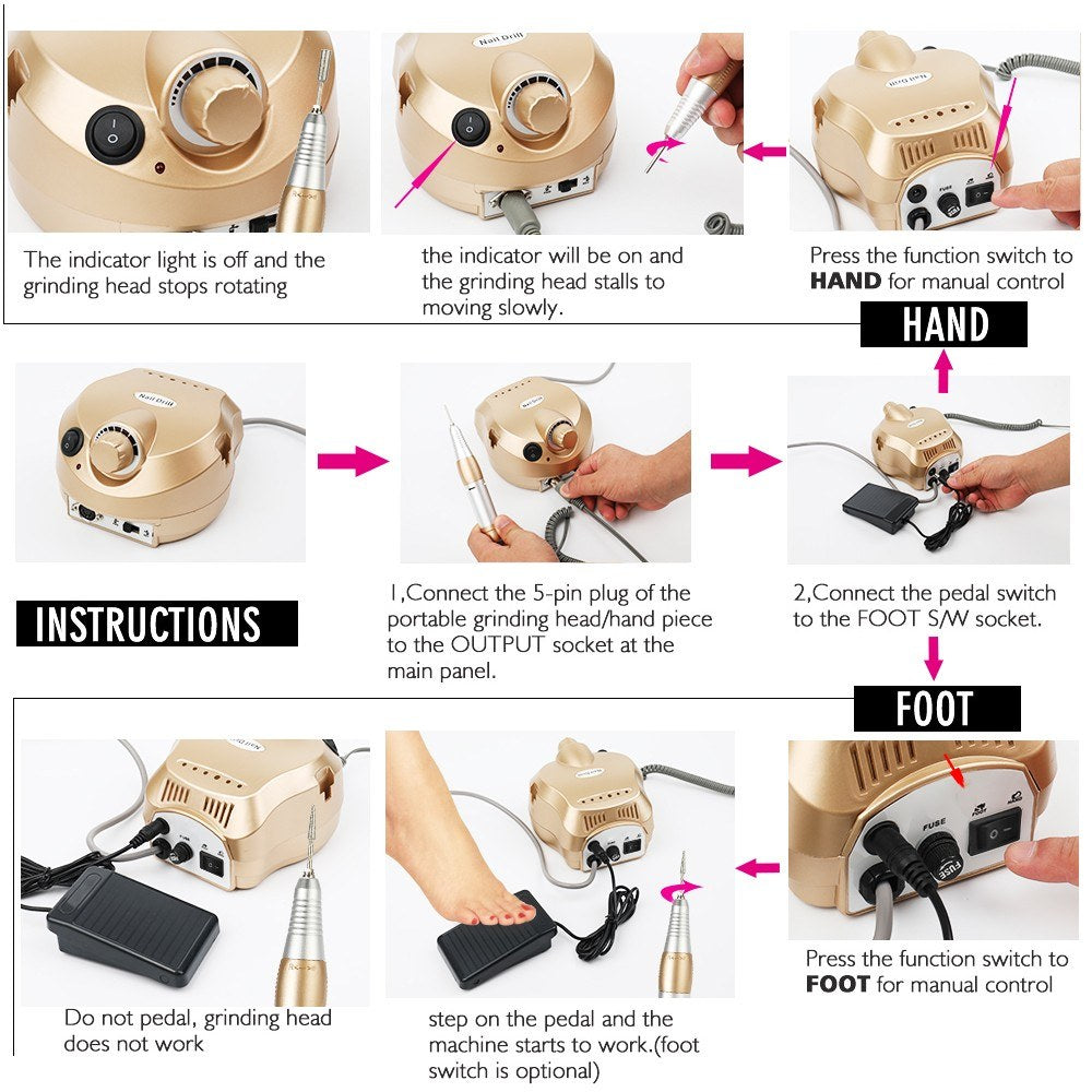 Electric Drill Machine File Polisher Manicure Kits Nail Salon Tools
