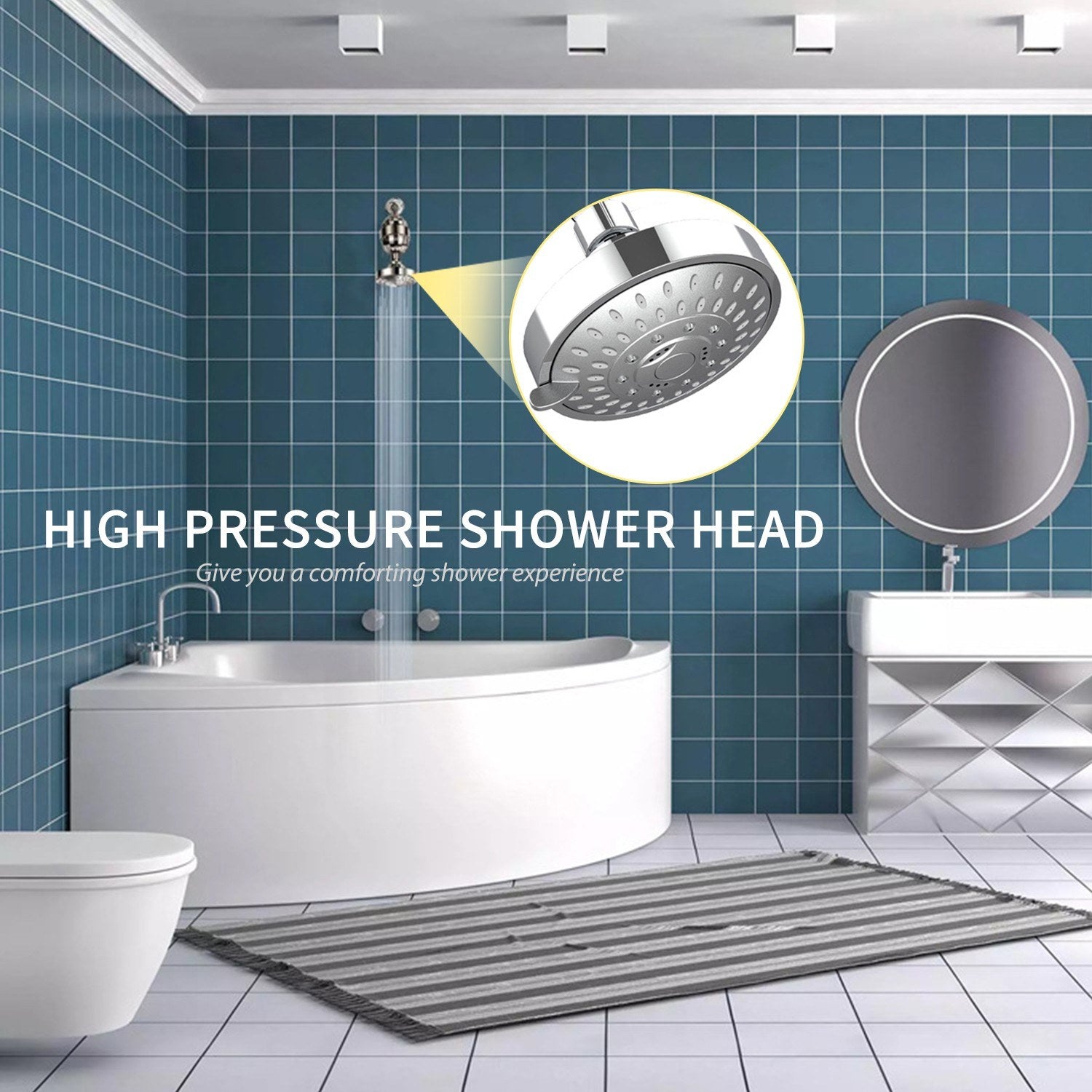 High Pressure G1/2 Shower Head 5 Settings