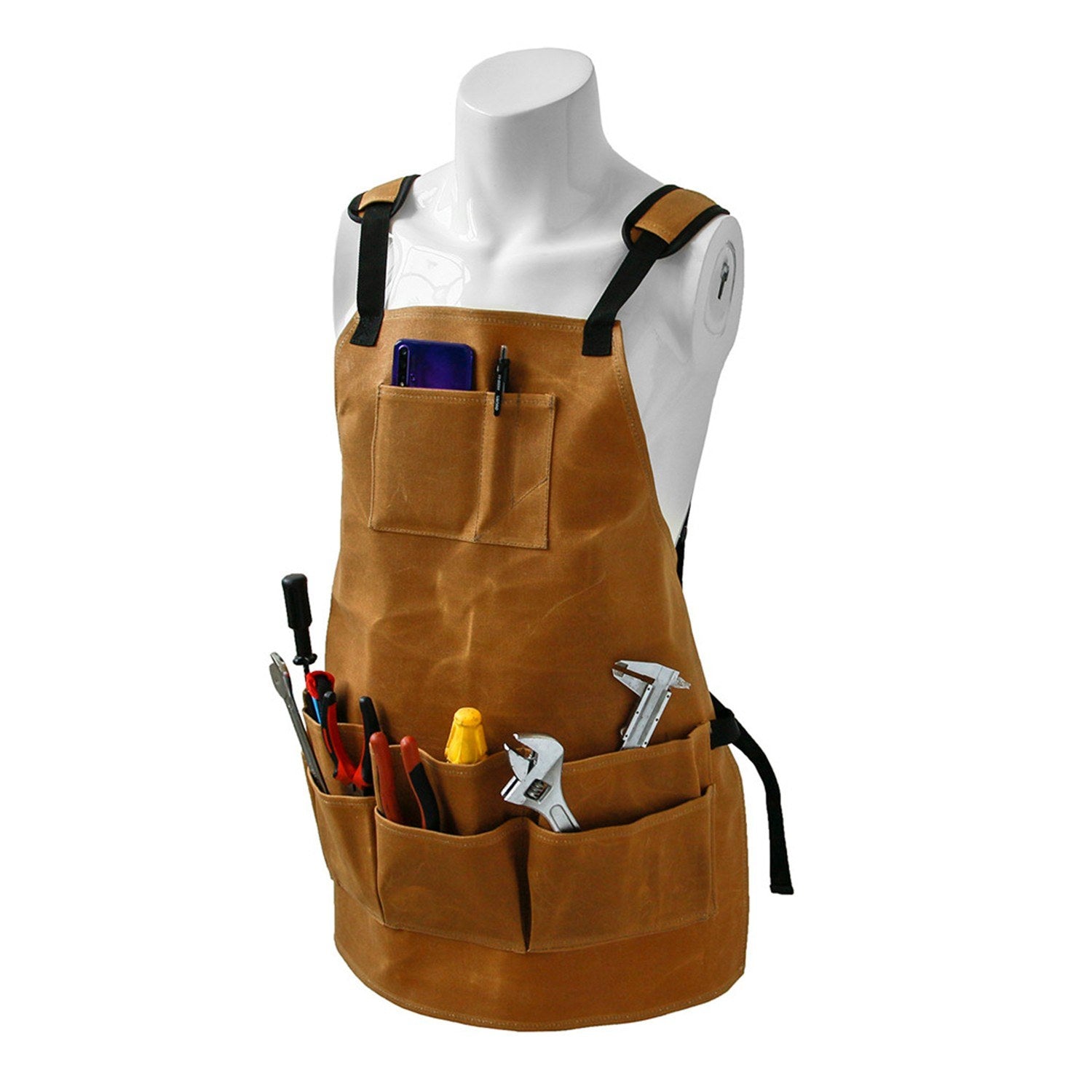 Garden Tool Apron Adjustable Waist with Pockets Waterproof Canvas Home Organizer
