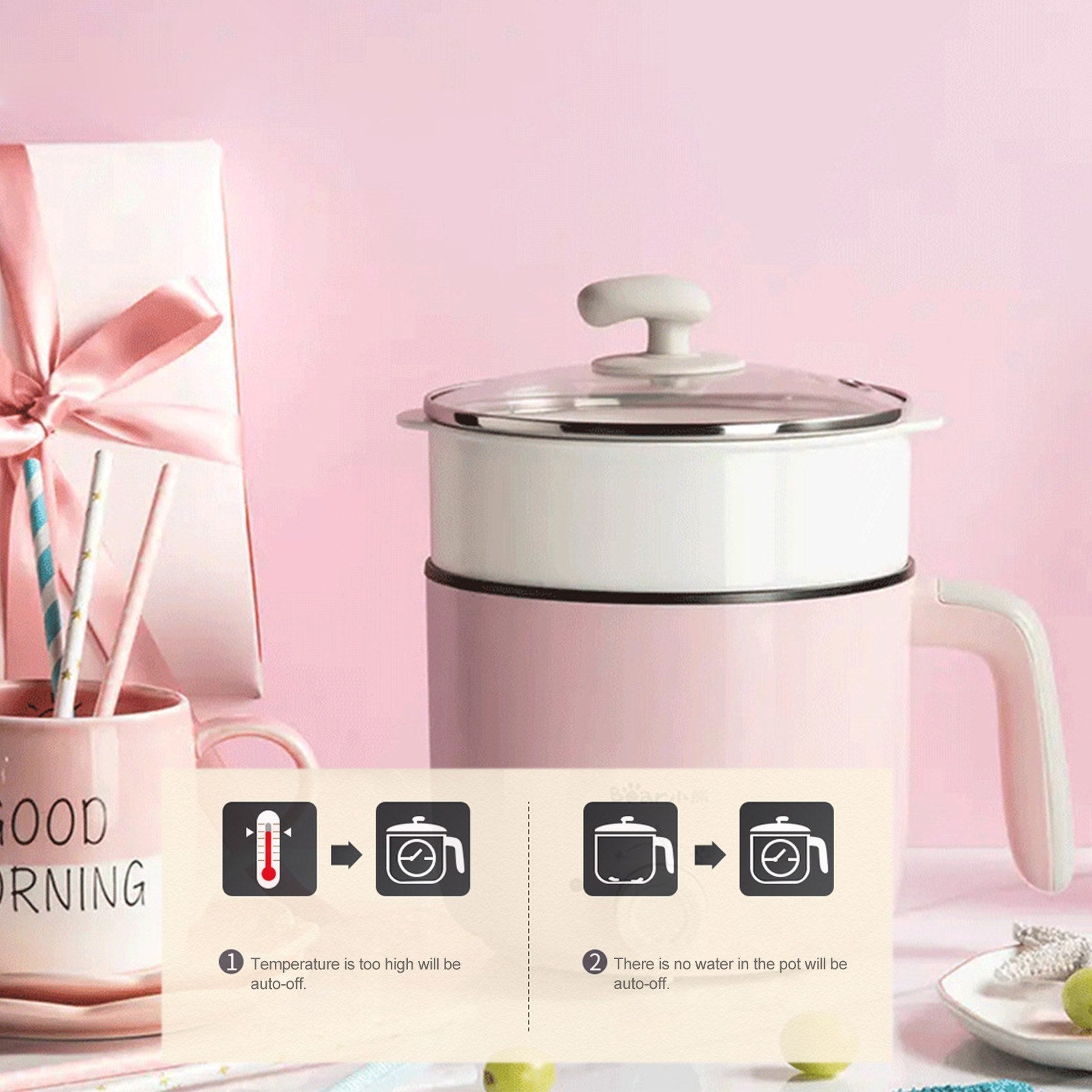2.2L Electric Hot Pot Kitchen Steamer