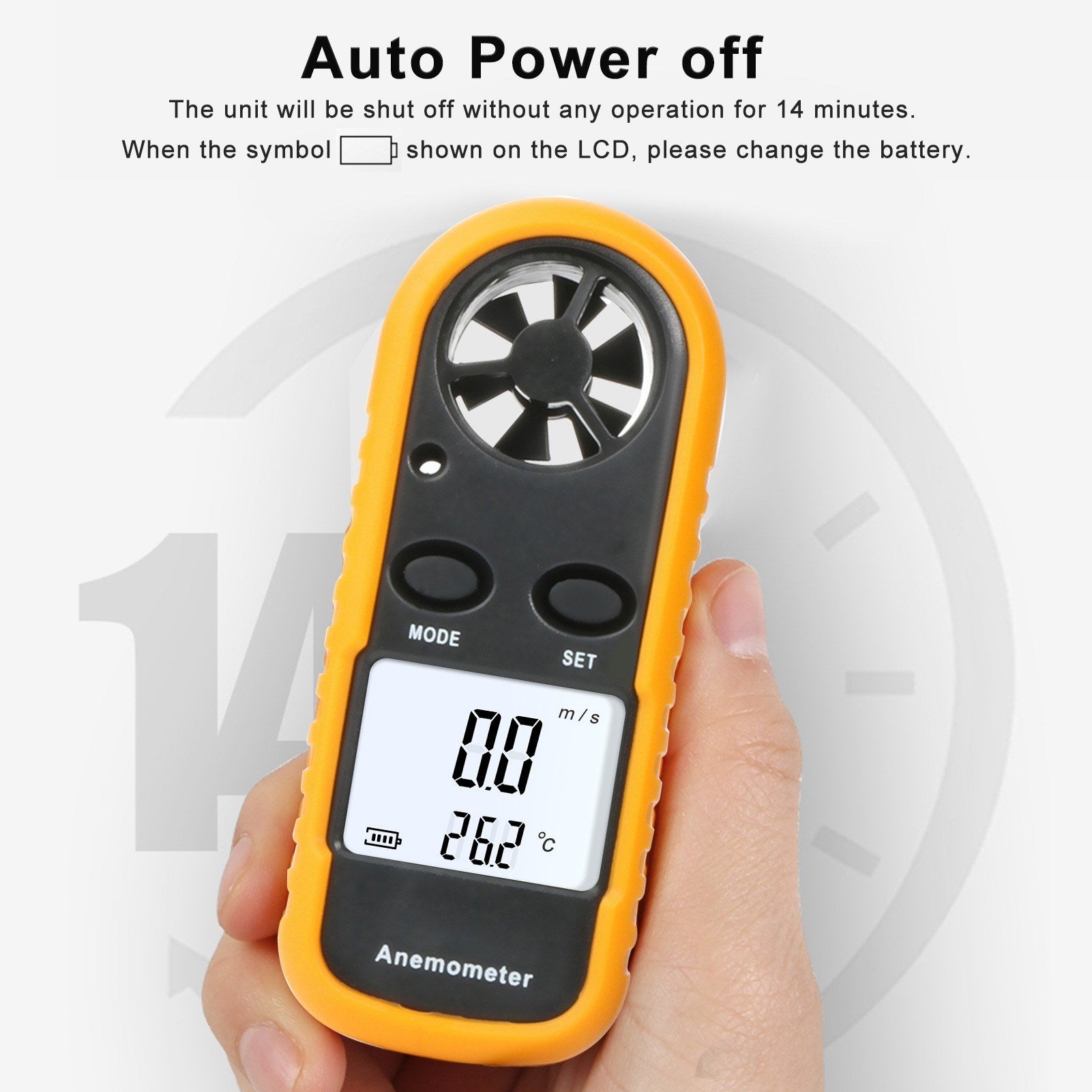 Handheld Wind Speed Meter Anemometer Portable Gauges Air Flow Thermometer