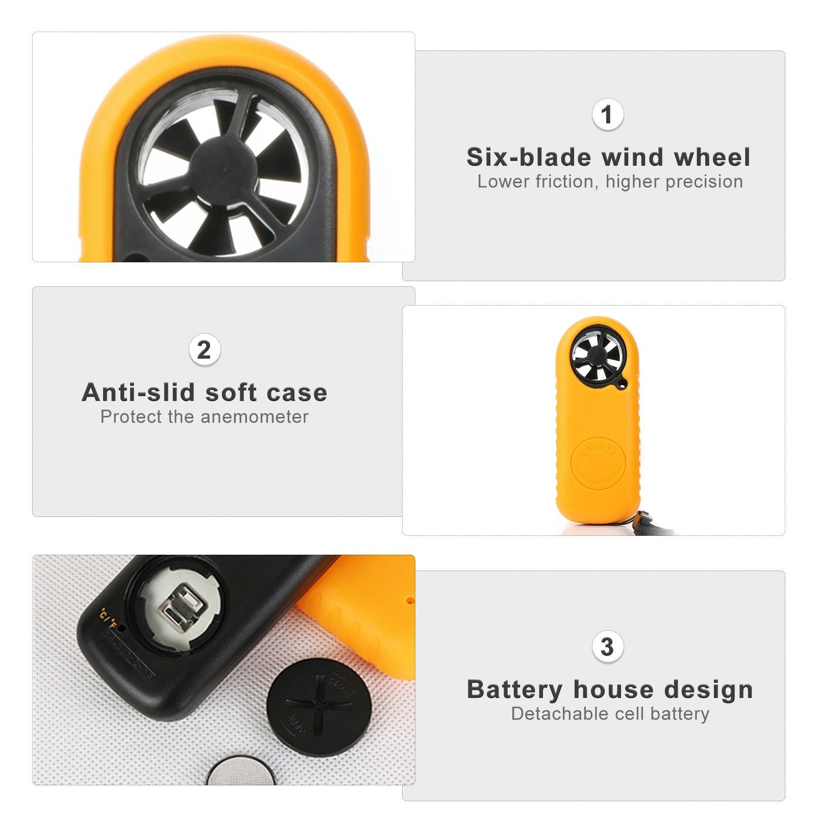 Handheld Wind Speed Meter Anemometer Portable Gauges Air Flow Thermometer
