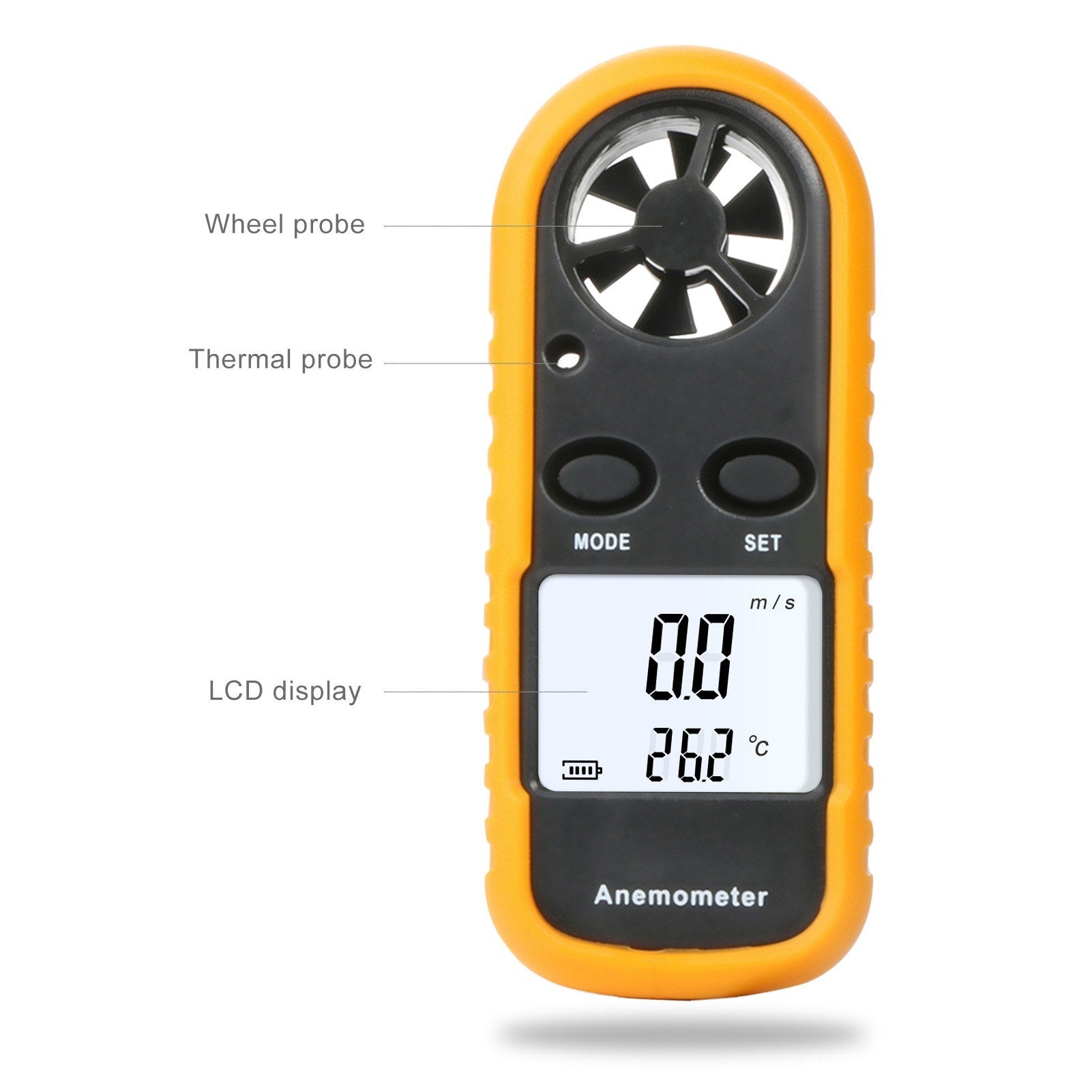 Handheld Wind Speed Meter Anemometer Portable Gauges Air Flow Thermometer