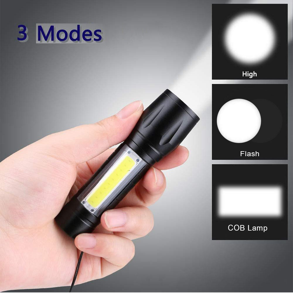 Portable Rechargeable Zoom LED Flashlight Torch Lantern 3 Lighting Modes Camping Light Mini Led