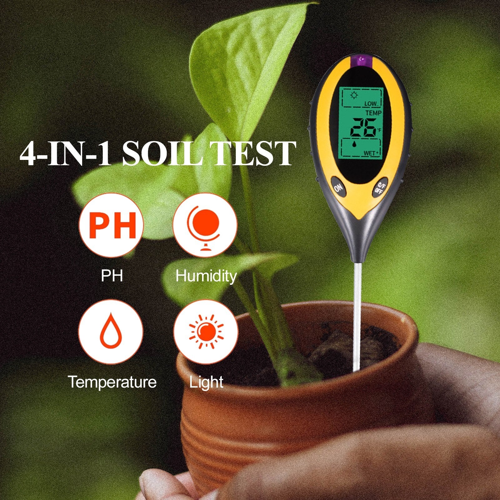 4-in-1 Soil Test PH Moisture Meter