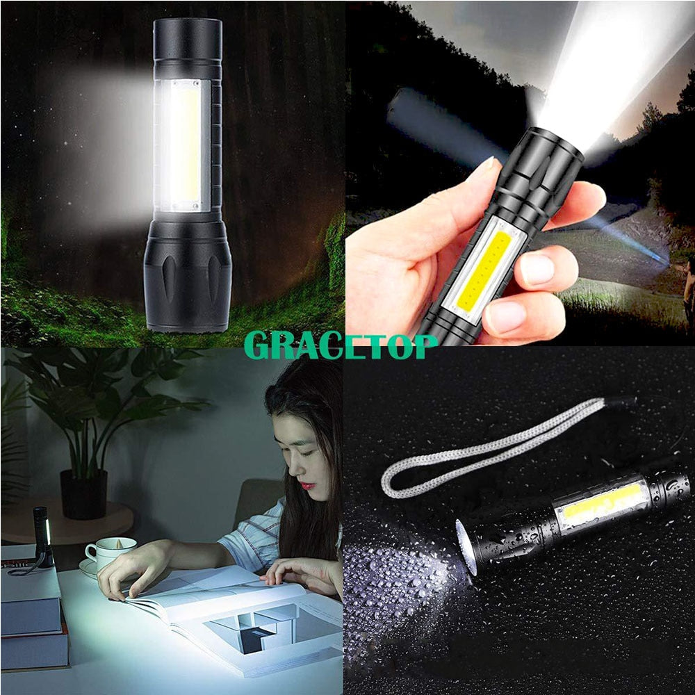Portable Rechargeable Zoom LED Flashlight Torch Lantern 3 Lighting Modes Camping Light Mini Led