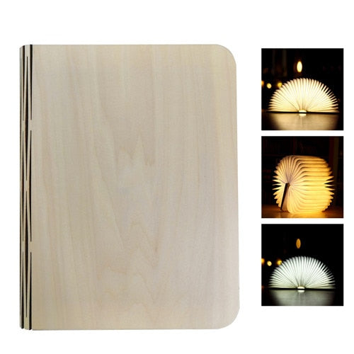 Wooden LED PU Leather USB Rechargeable Magnetic 3 color Foldable Night Booklight